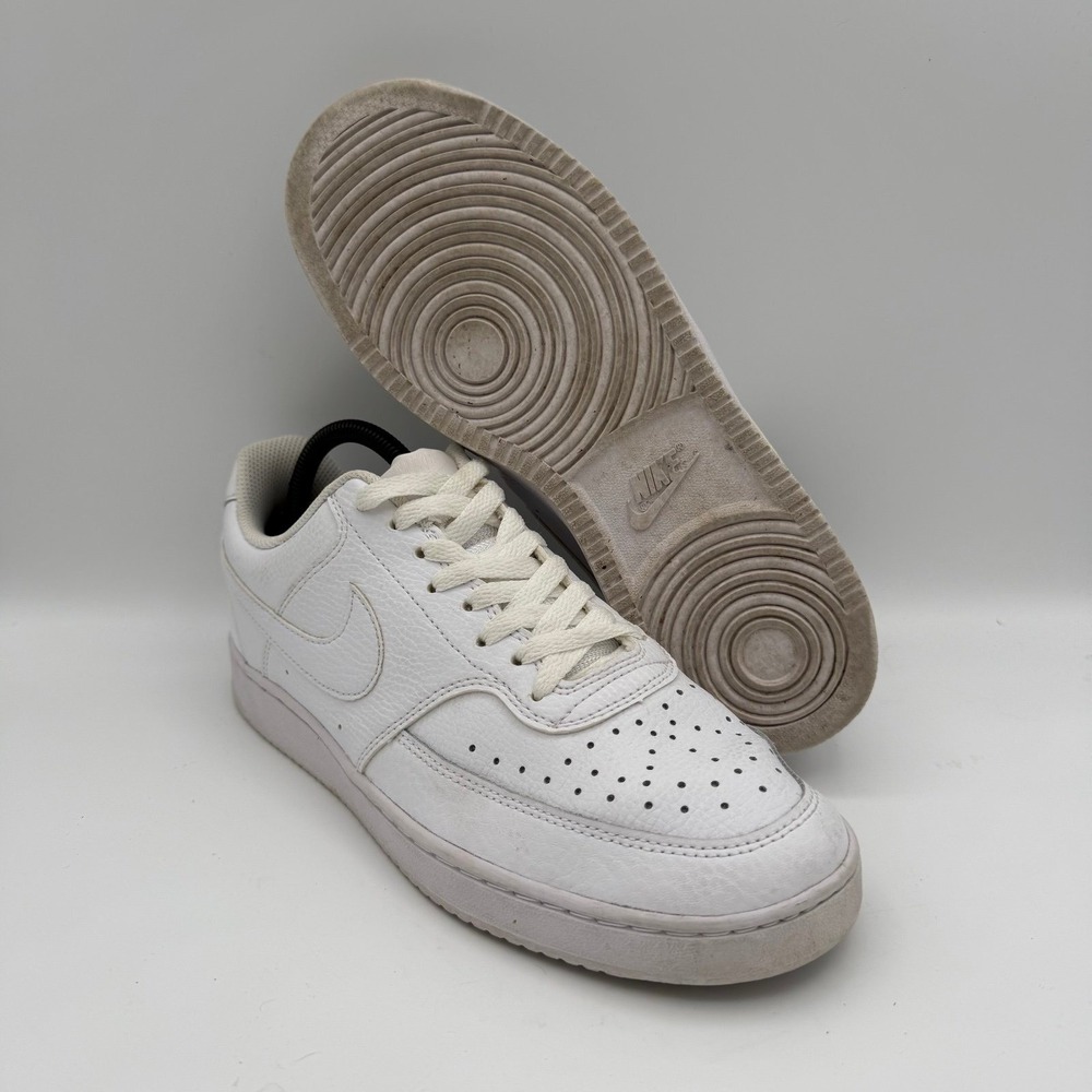 Men's Nike Court Vision Low Leather White Athletic Sneakers Size 8.5 CD5463-100